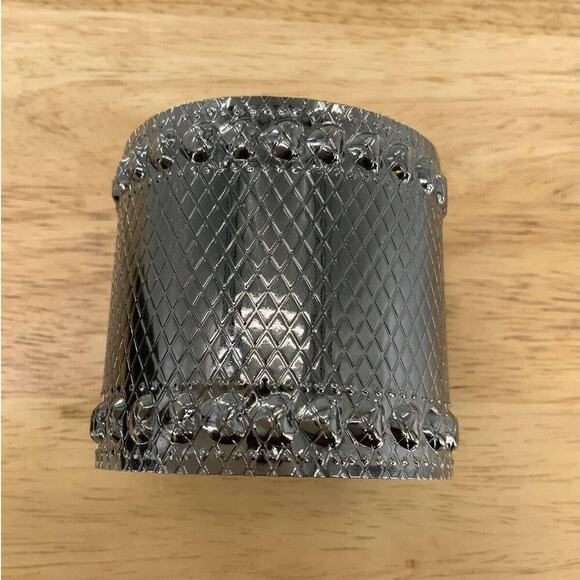 Silvertone Studded Textured Cuff Dark Metal Brass Fashion Jewelry Bracelet - Picture 9 of 10